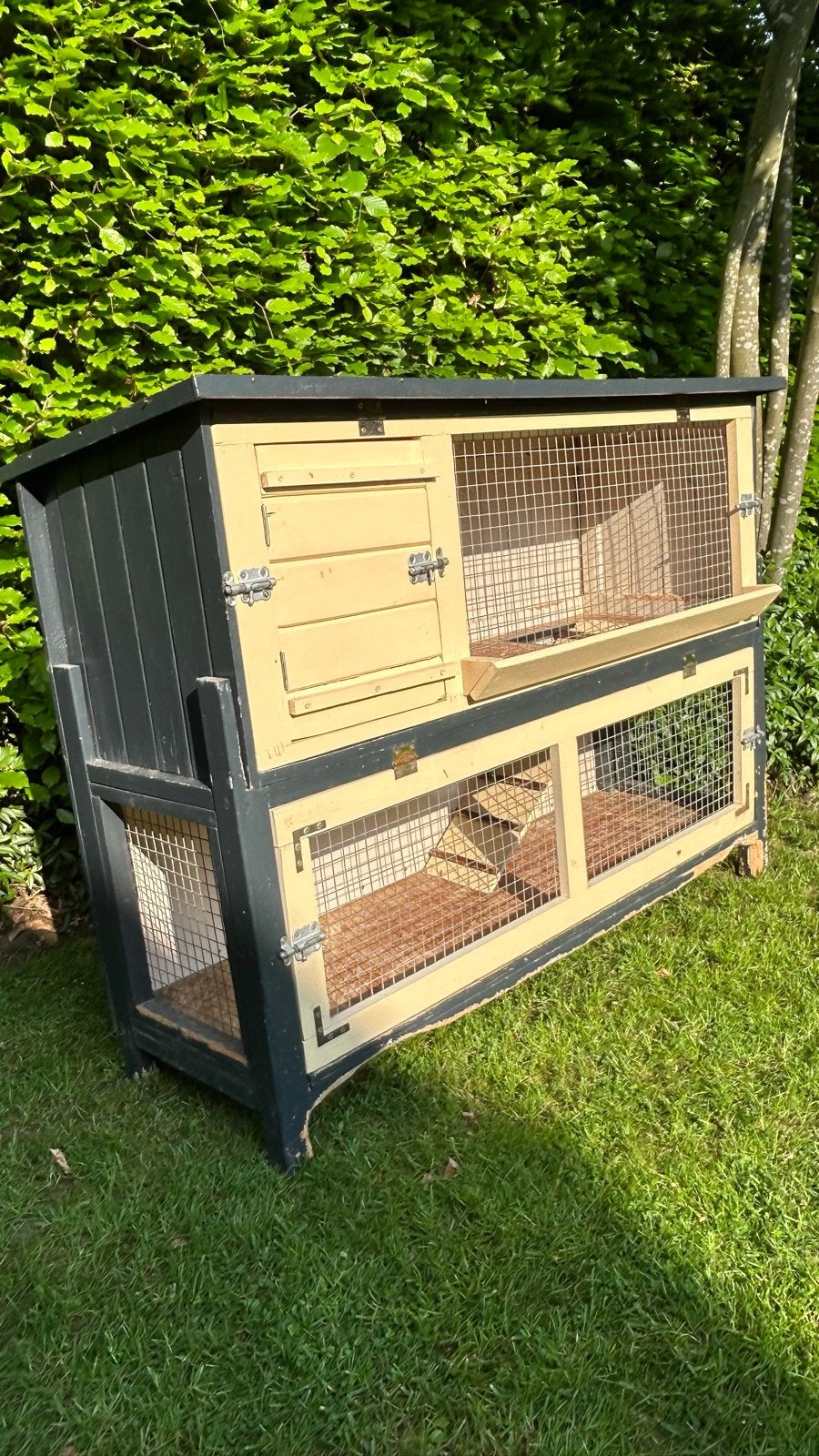 Konijnenhok met nachthok, 2 verdiepingen, Dieren en Toebehoren, Ophalen, 90 cm of meer, Konijn, Hok