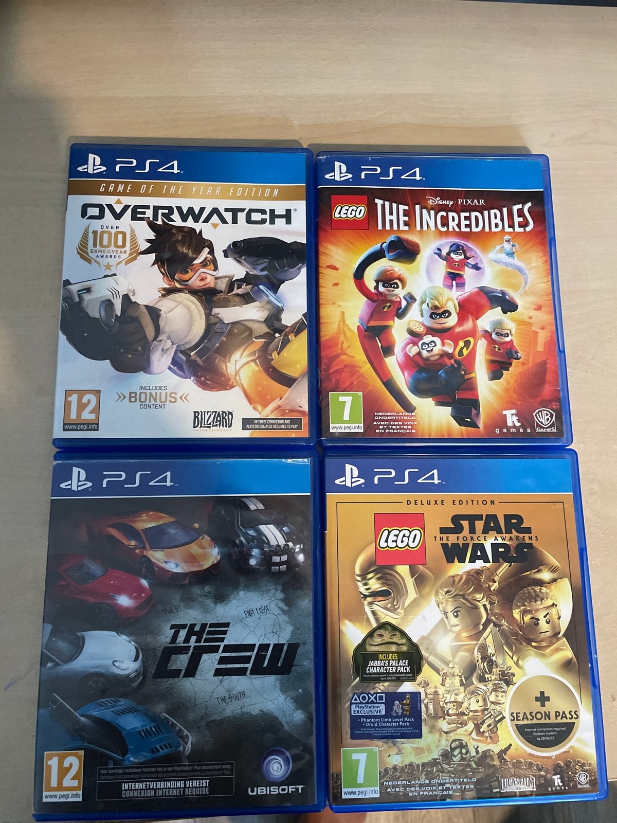 4 PS4 Spellen: Overwatch, The Incredibles, The Crew, Star Wa, Ophalen, Online, Gebruikt, Overige genres