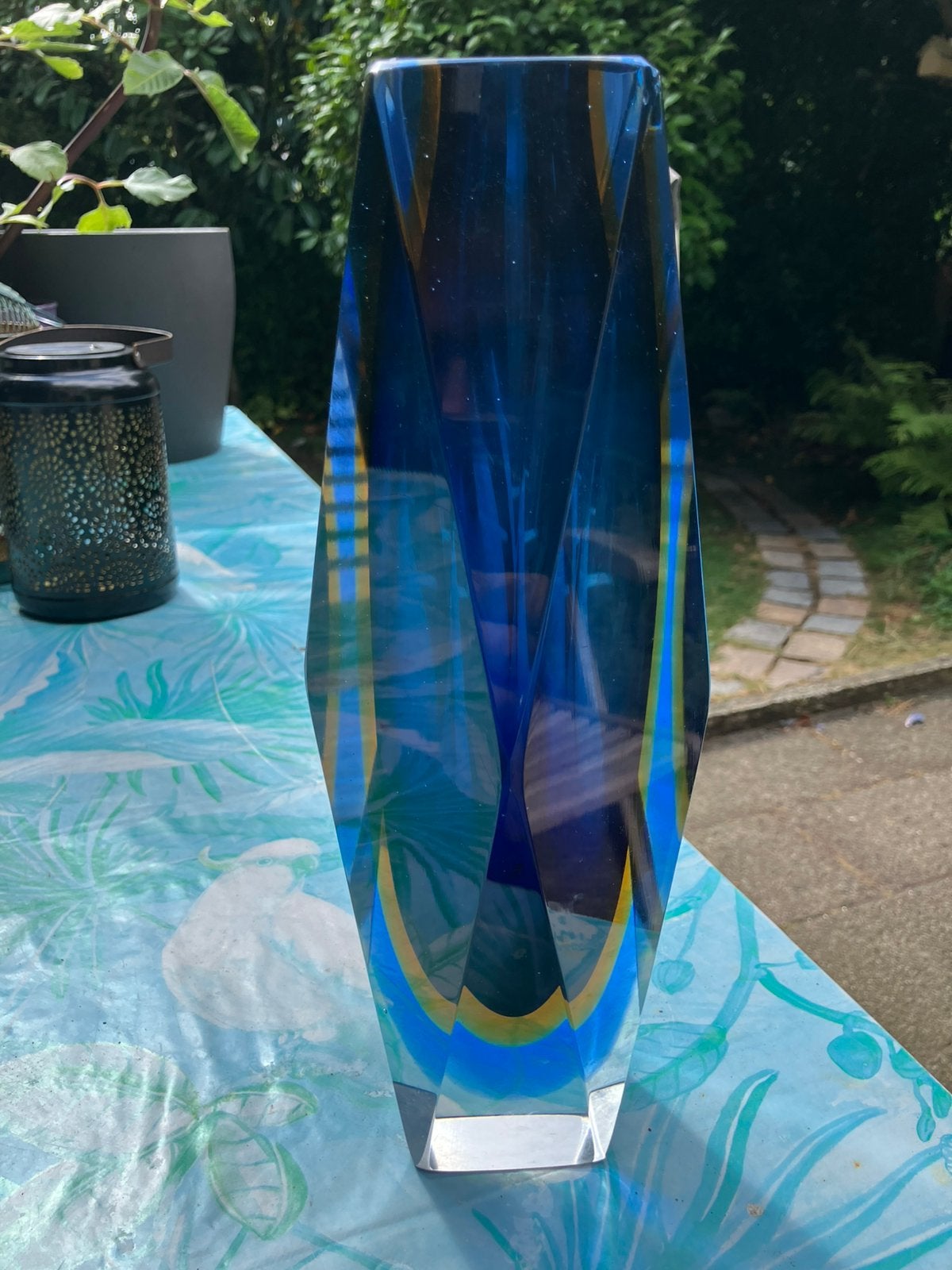 Murano Venetië Glazen Vaas - 30cm - Kobalt blauw -, Ophalen of Verzenden