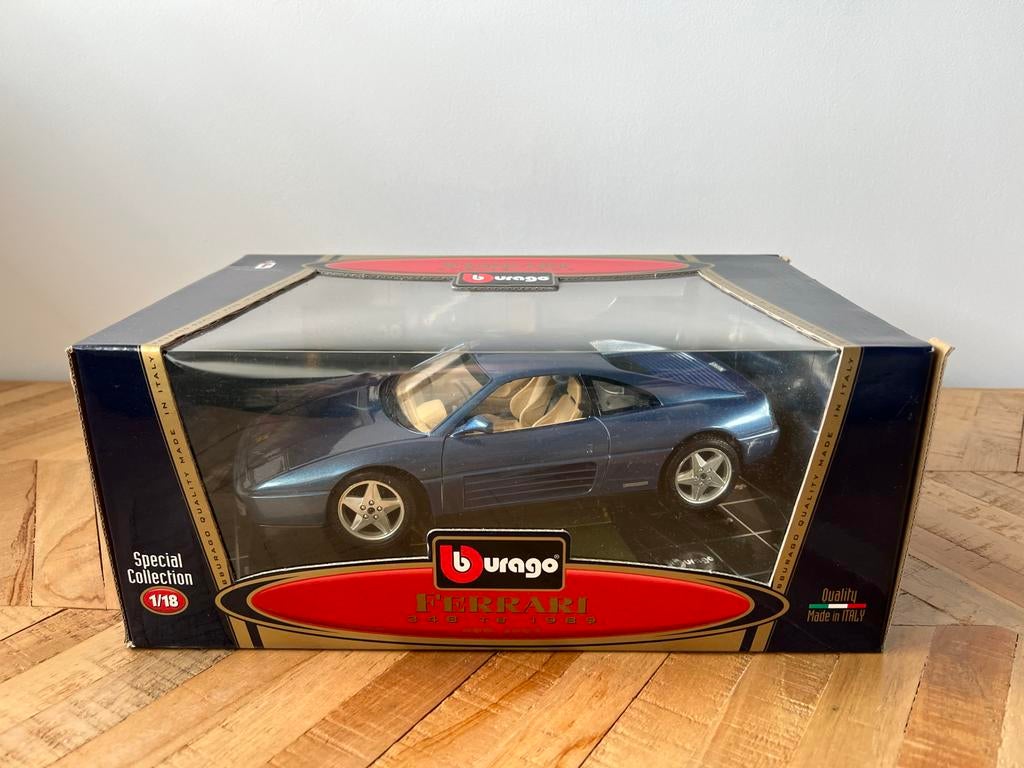 Bburago Ferrari 348 TB Diecast Model 1:18 - Blauw, Hobby en Vrije tijd, Modelauto's | 1:18, Ophalen, Zo goed als nieuw, Auto, Bburago