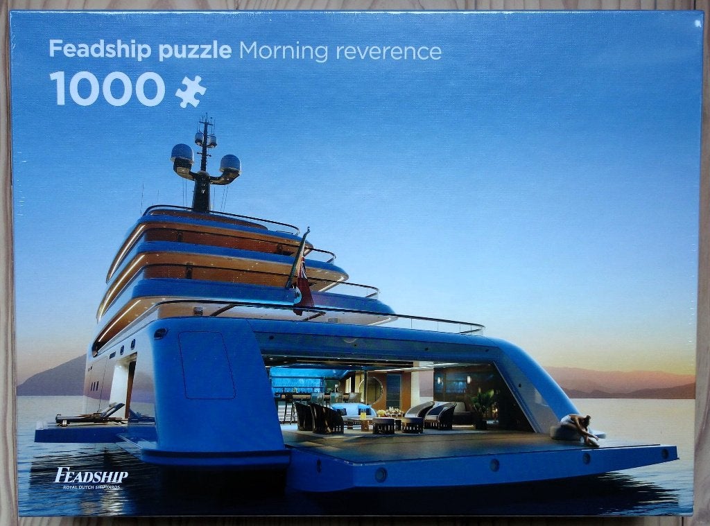 Feadship puzzel: Morning reverence, nieuw in de verpakking, Ophalen of Verzenden, 500 t/m 1500 stukjes, Nieuw, Legpuzzel