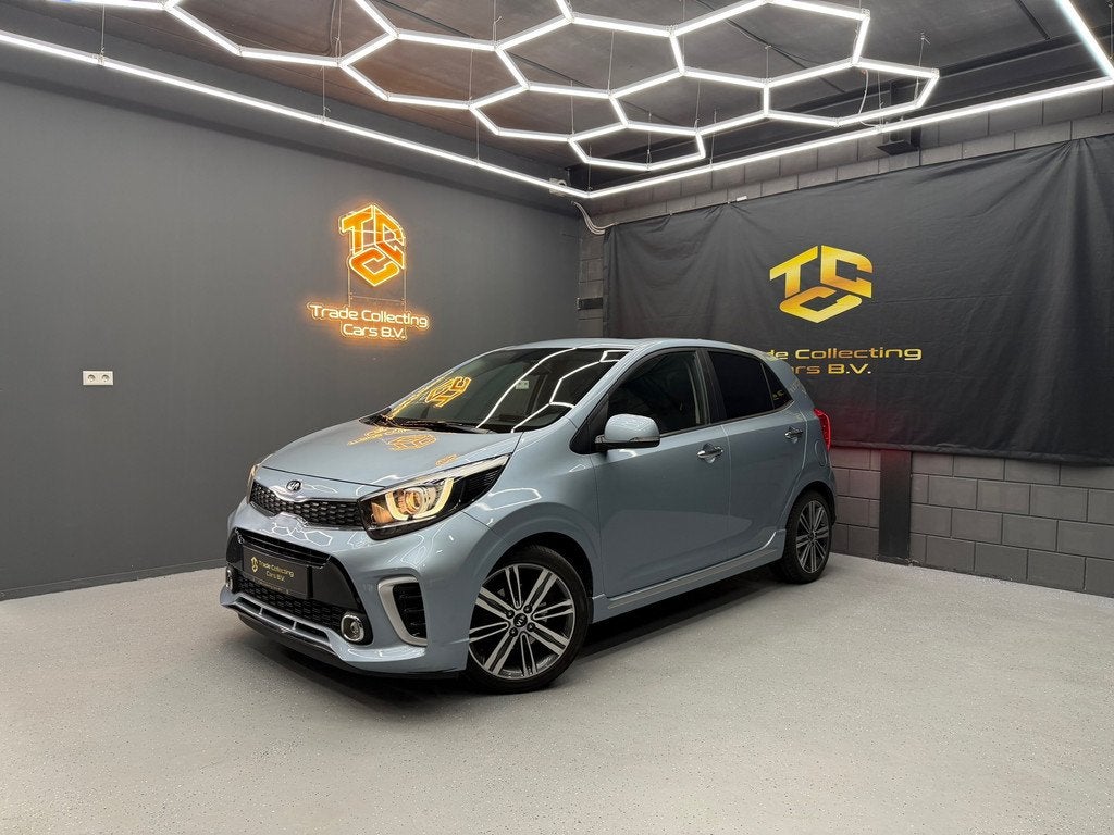 Kia PICANTO 1.2 CVVT DynamicPlusLine PANO-CARPLAY-CLIMA-FULL, Auto's, Gebruikt, 4 cilinders, Blauw, Leder