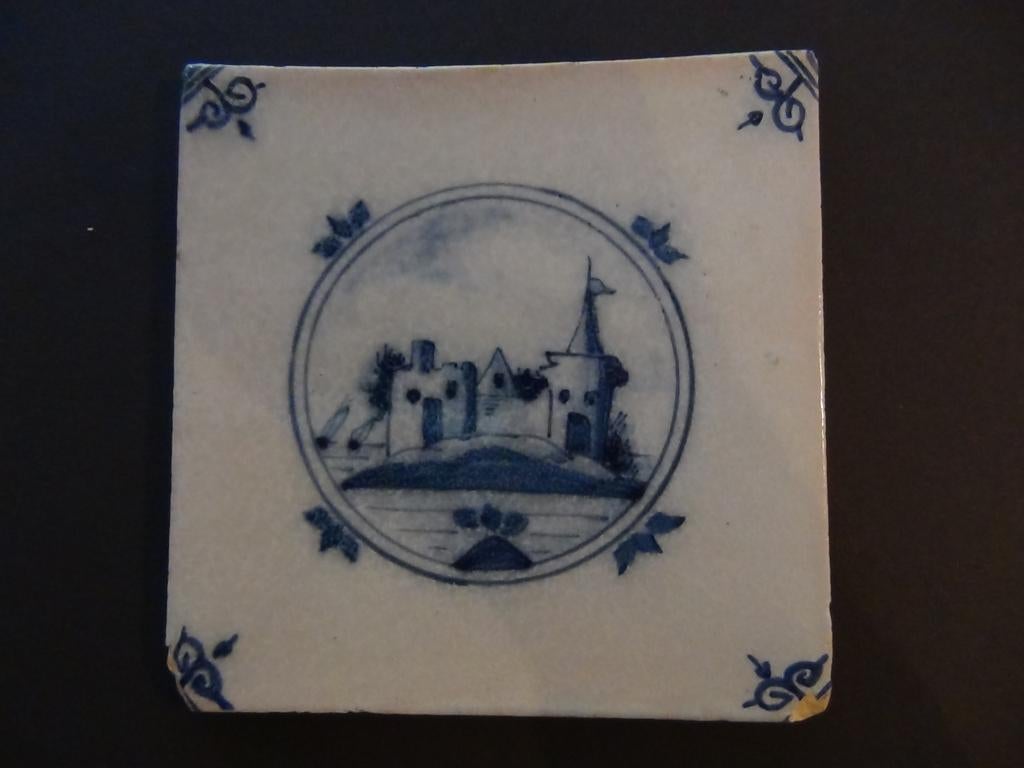 Oud ossenkop tegeltje 13 x 13 rond 1650, Ophalen of Verzenden