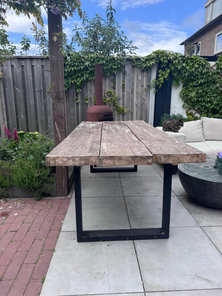 Robuuste houten tuintafel - 200x100x76 cm, Tuin en Terras, Tuintafels, Ophalen, Gebruikt, Rechthoekig, Hout