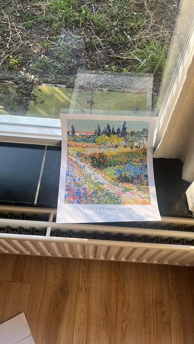 Vincent van Gogh - Tuin met bloemen (print), Ophalen, 50 – 75, Minder dan 50 cm, Oorspronkelijke maker