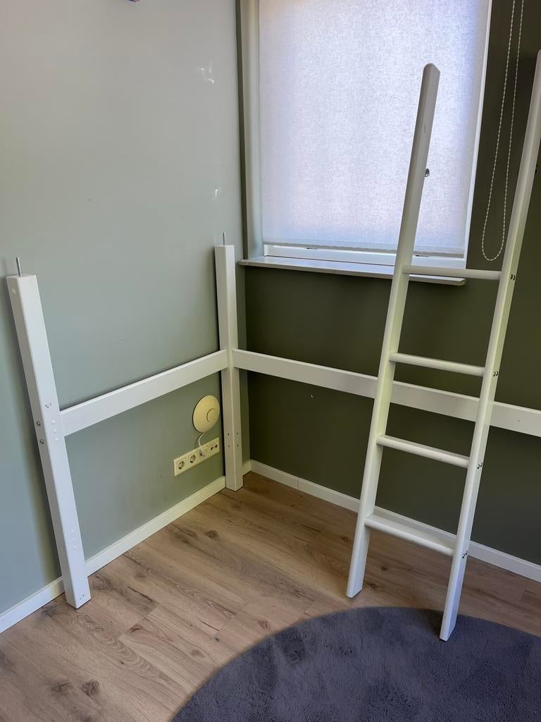 Flexa, wit verhoger hoogslaper, Ophalen, Gebruikt, 90 cm, Eenpersoons