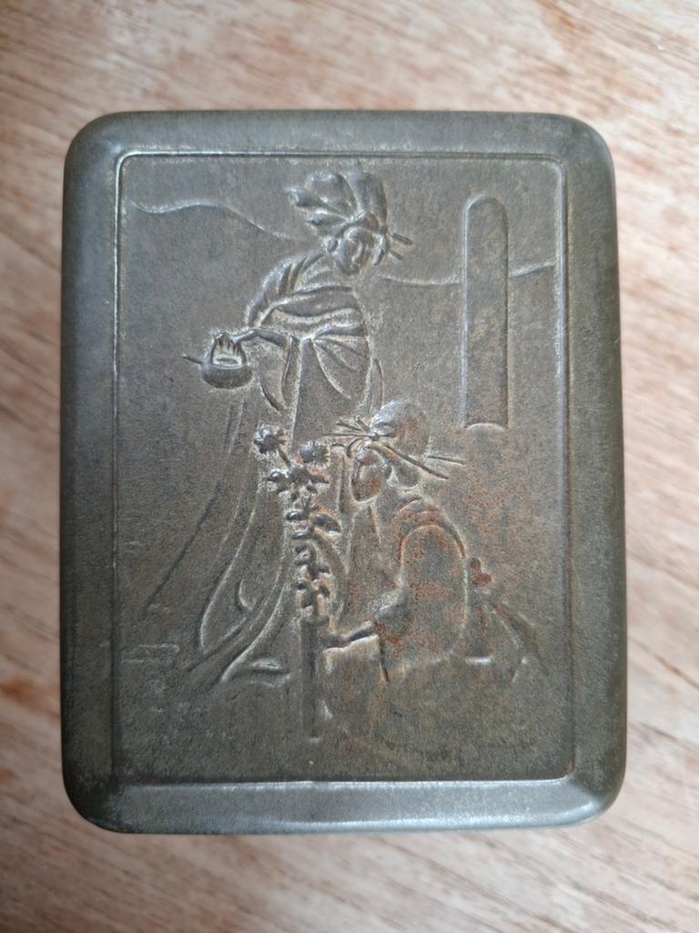 Antiek theeblik DE Douwe Egberts, Ophalen of Verzenden