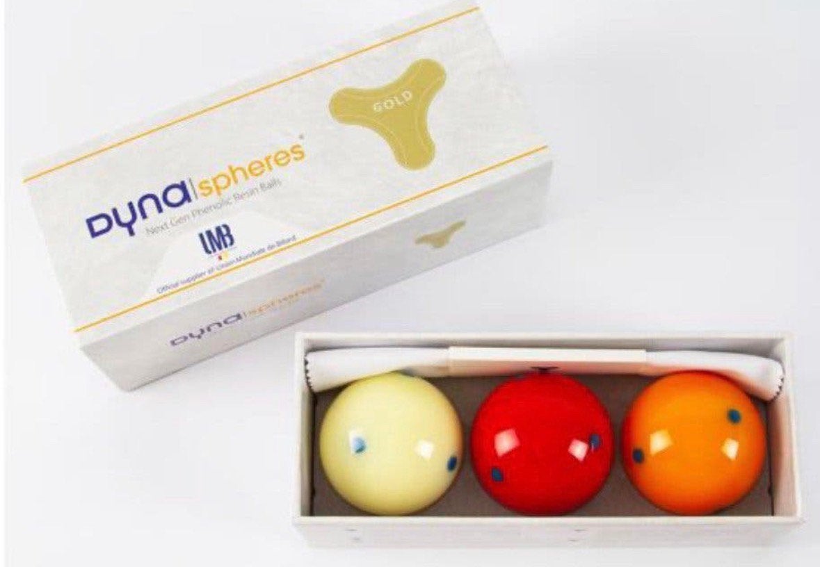 Dyna Spheres Gold wedstrijd biljartballen 61,5 mm, Sport en Fitness, Ophalen, Nieuw, Keu of Ballen