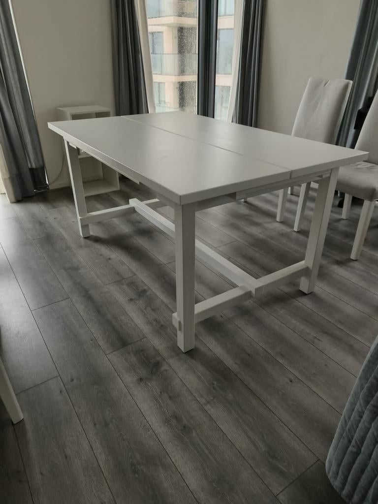 IKEA Nordviken uitschuifbare eettafel wit, Ophalen, Gebruikt, Modern, Scandinavisch, 50 tot 100 cm
