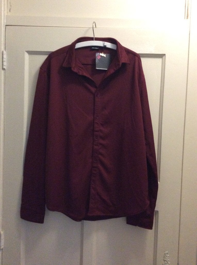 Melli Mello Luxe overhemd wijnrood. Maat L, Nieuw, Kleding | Heren, Nieuw, Melli Mello, Ophalen of Verzenden, Halswijdte 41/42 (L)