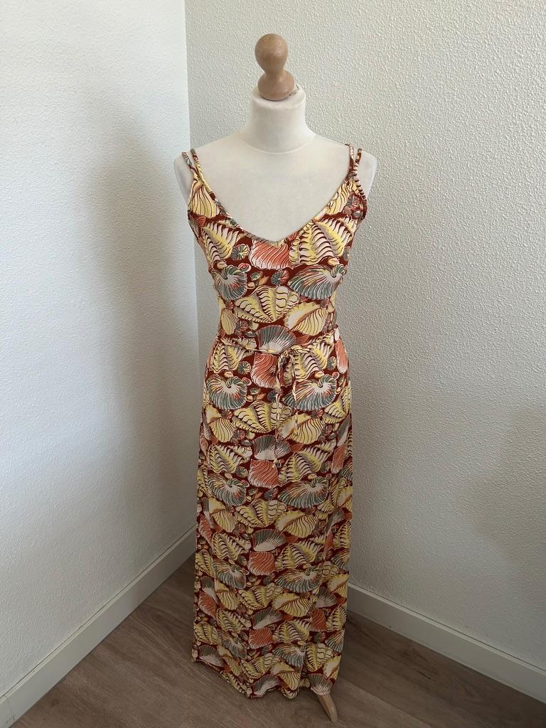 King Louie maat 42 lange schelpen jurk zomer 2130, Beige, Maat 42/44 (L), Ophalen of Verzenden, Zo goed als nieuw