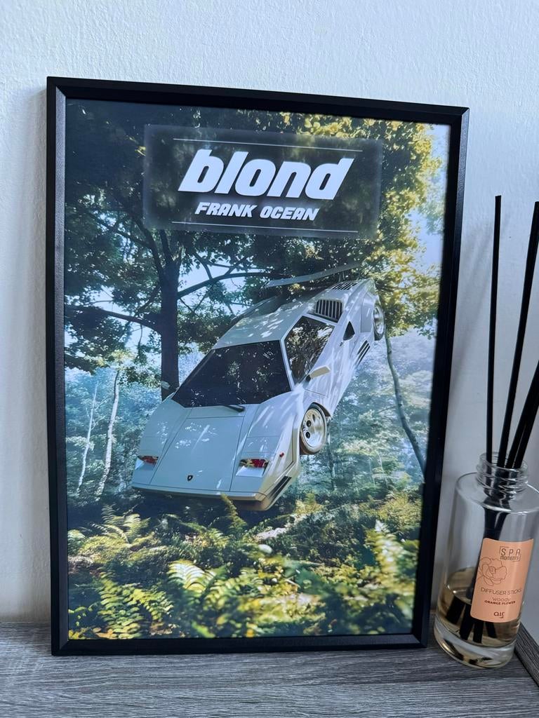 Frank Ocean Blond Poster Ingelijst 21x30cm, Ophalen of Verzenden, Gebruikt, Foto of Poster, Minder dan 50 cm