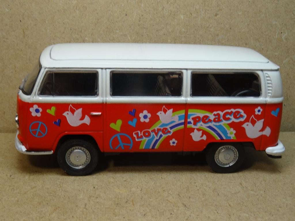 WELLY 1/37, VW T-2 Flower-Power Busje, Zie Foto`s, Ophalen of Verzenden, Zo goed als nieuw, Bus of Vrachtwagen