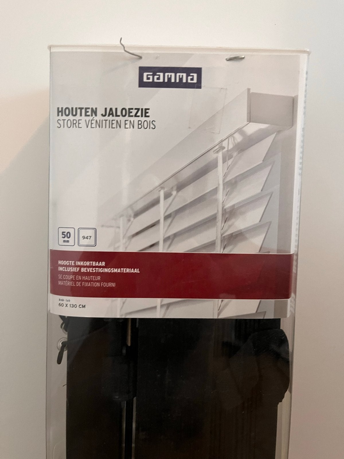 Nieuwe Gamma Houten Jaloezie 60x130 cm Zwart, Ophalen, Jaloezie, Overige merken, Zwart
