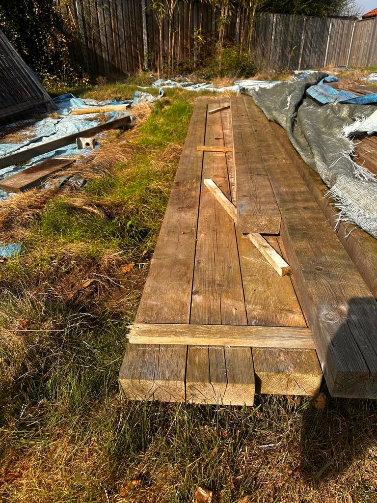 Diverse bouwspullen., Tuin en Terras, Palen, Balken en Planken, Ophalen of Verzenden, Zo goed als nieuw, 250 cm of meer, Balken