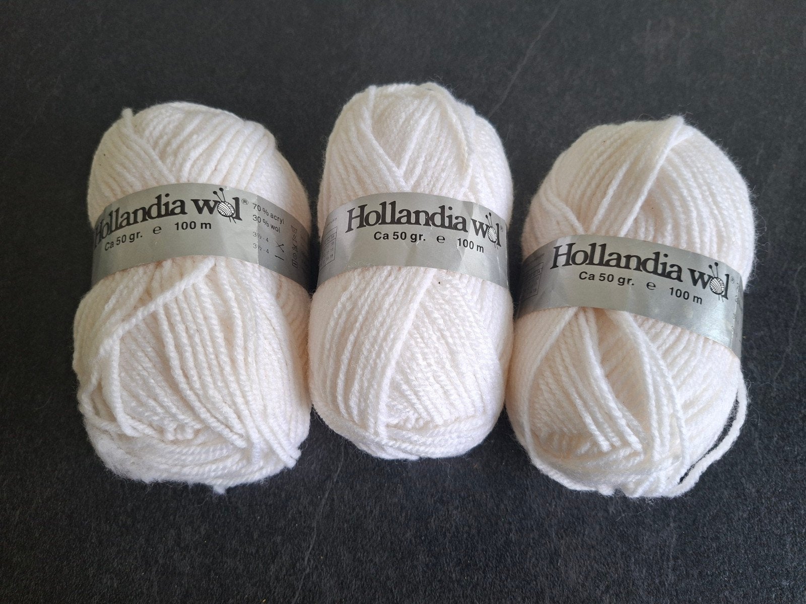 Hollandia wol spierwit 3 x 50 gram, Hobby en Vrije tijd, Ophalen of Verzenden, Nieuw, Breien of Haken, Wol of Garen