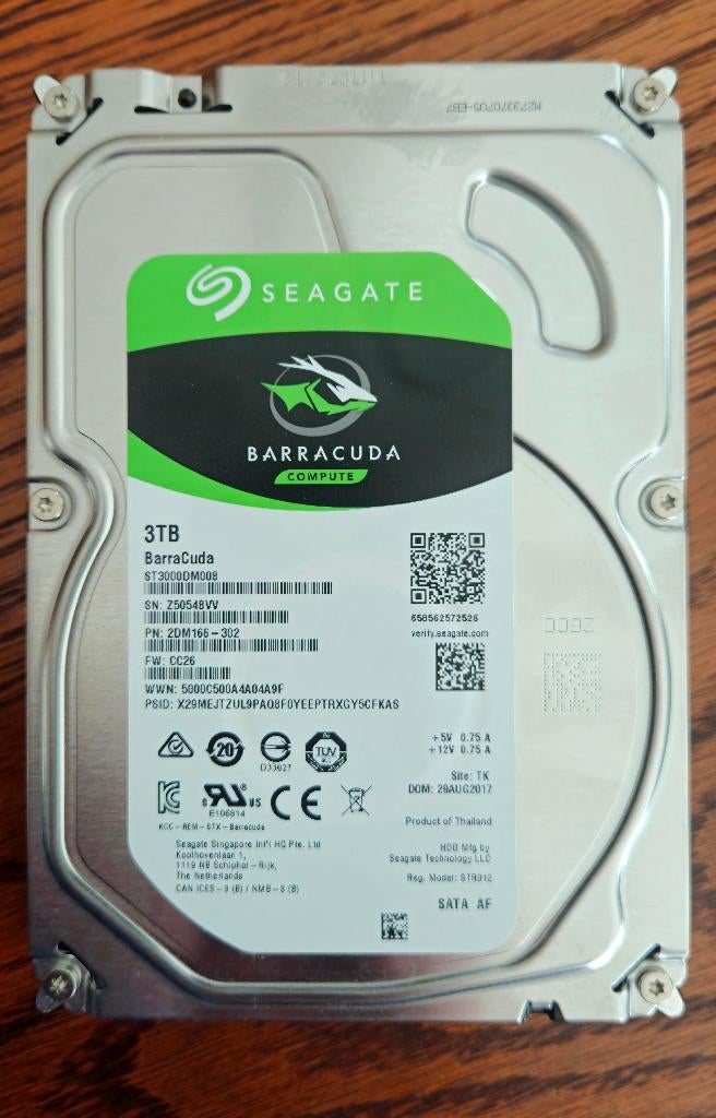 Seagate Barracuda 3TB 3.5 inch harde schijf, Intern, Gebruikt, Ophalen of Verzenden, 3 TB