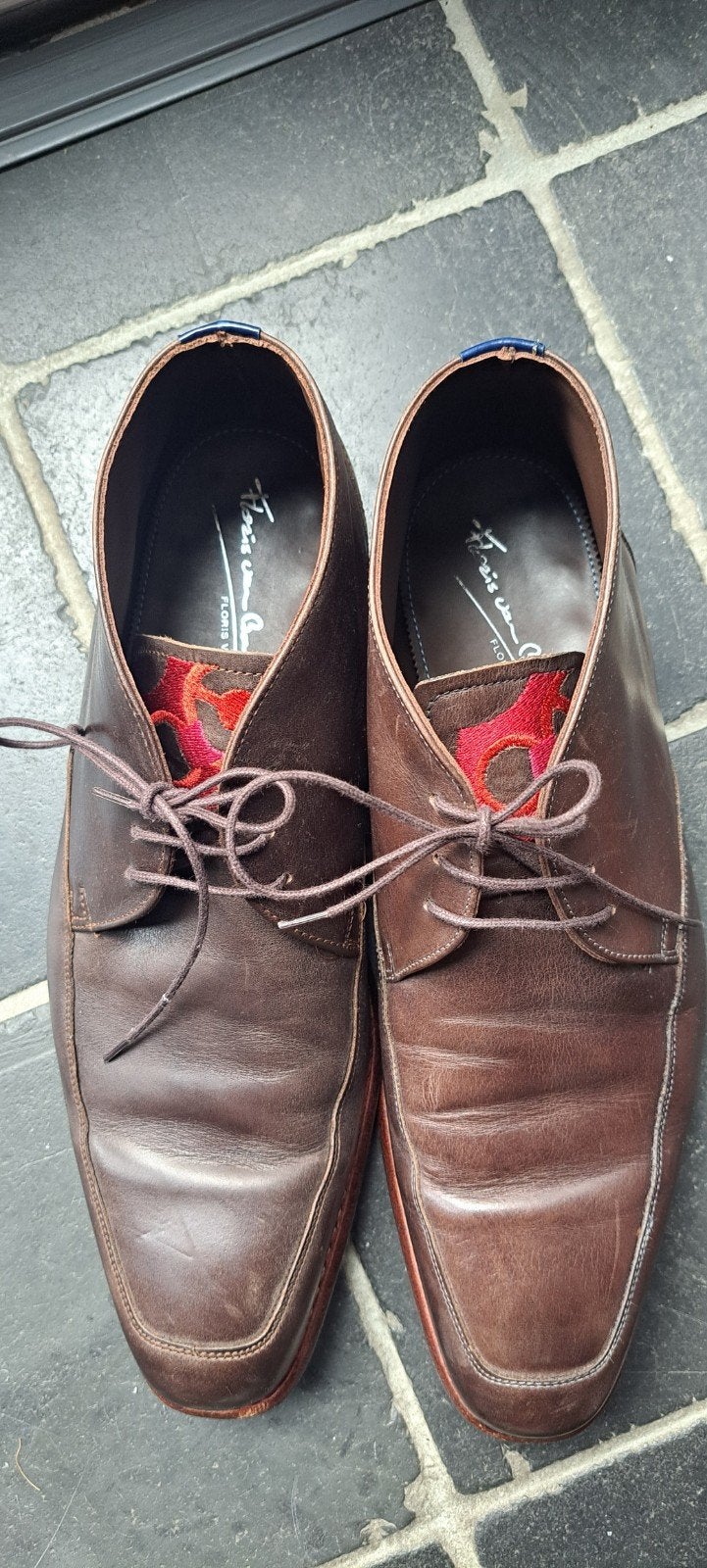 Bruine leren veterschoenen - maat 7,5 - Floris van Bommel, Bruin, Floris van Bommel, Ophalen of Verzenden, Gedragen