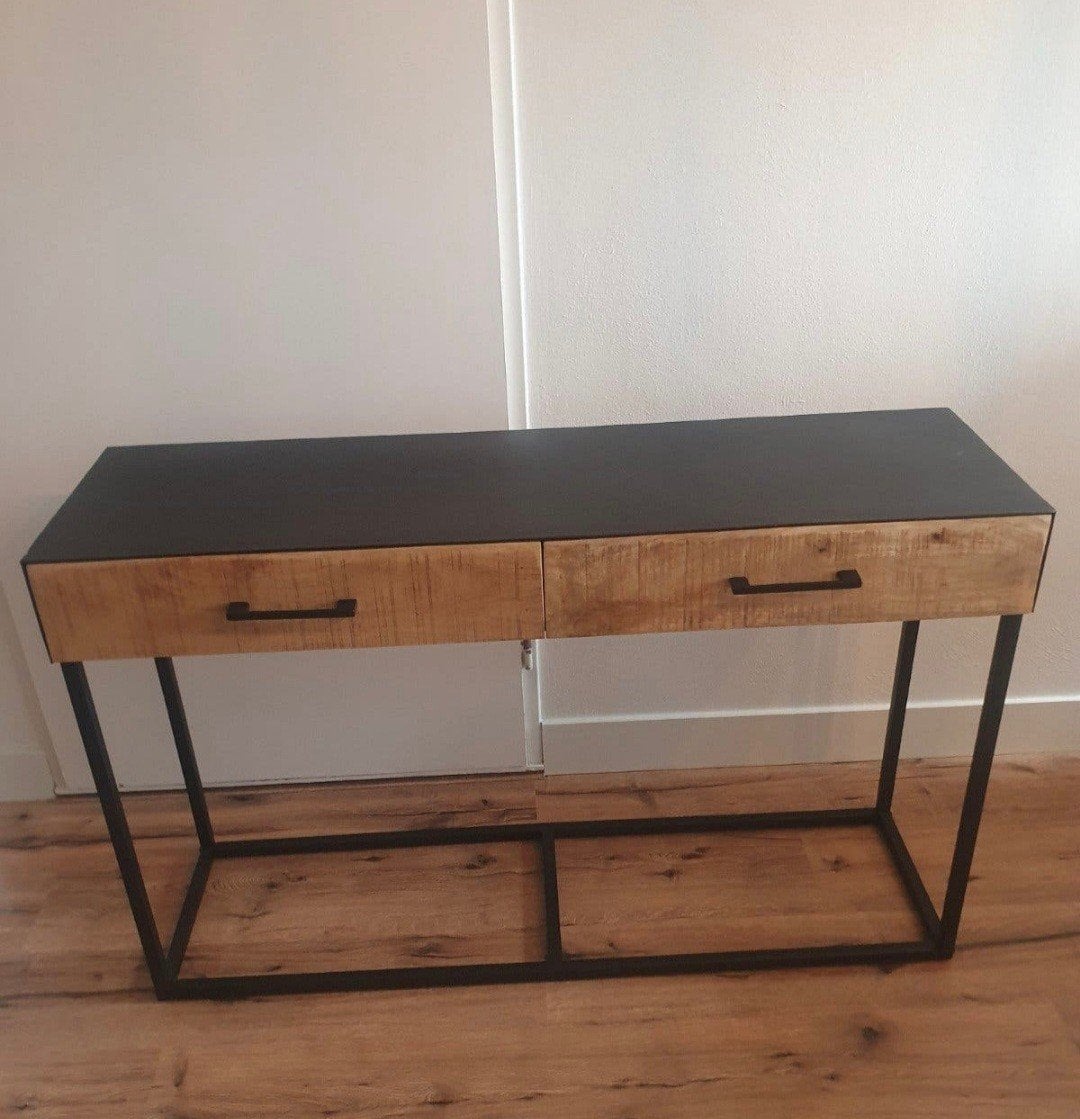 Industriële sidetable met 2 lades - 120x35x76 cm, Gebruikt, 100 tot 150 cm, Industrieel, Ophalen