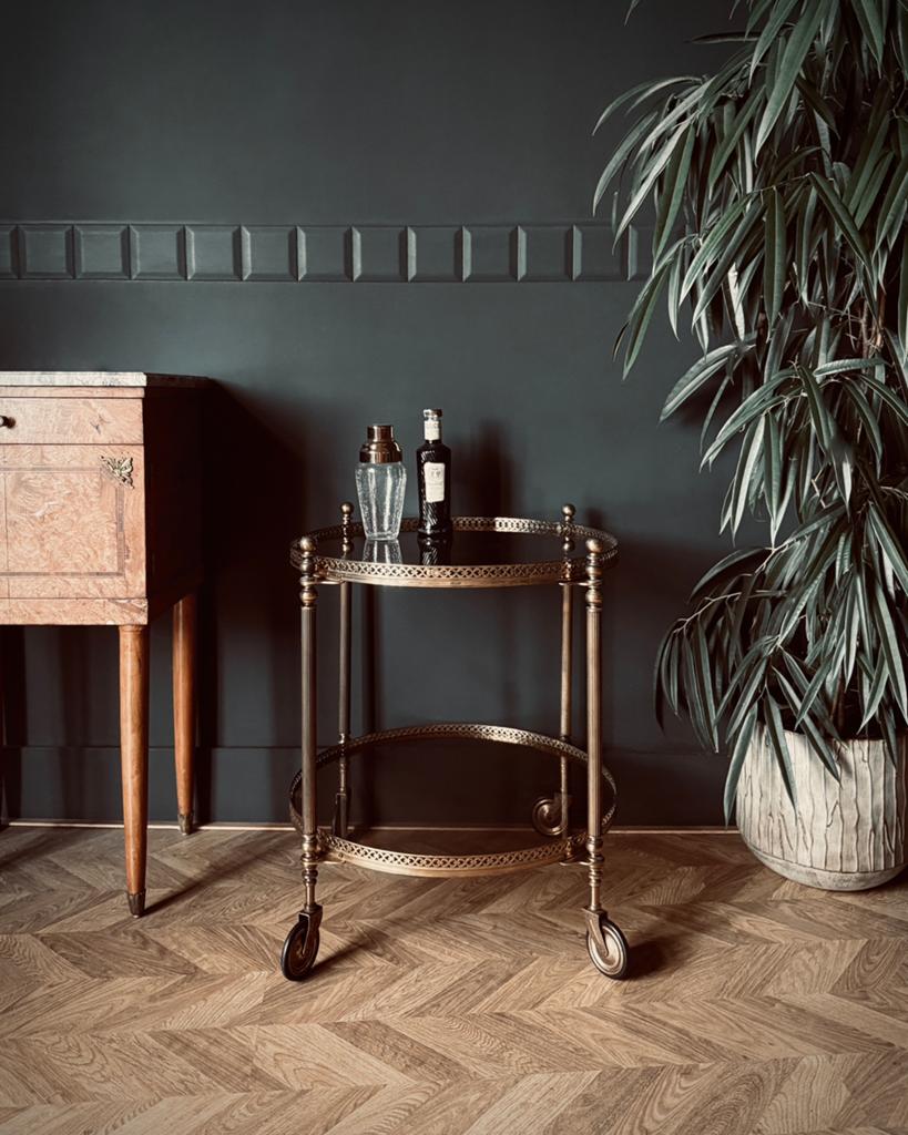Ronde vintage trolley / Serveerwagen / Bar Cart uit messing, 50 tot 100 cm, Trolleywood, Vintage - Dranken trolley - bar cart - serveerwagen - antiek