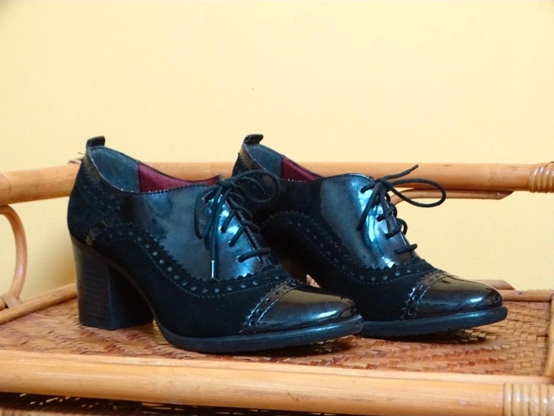 Papaya retro veterschoenen met blokhak zwart maat 38, Zwart, Ophalen of Verzenden, Zo goed als nieuw, Papaya