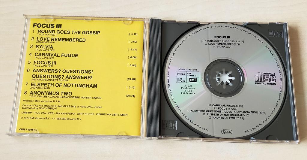 Focus - Focus III CD 1973/1988, Cd's en Dvd's, Ophalen of Verzenden, Gebruikt, Progressive