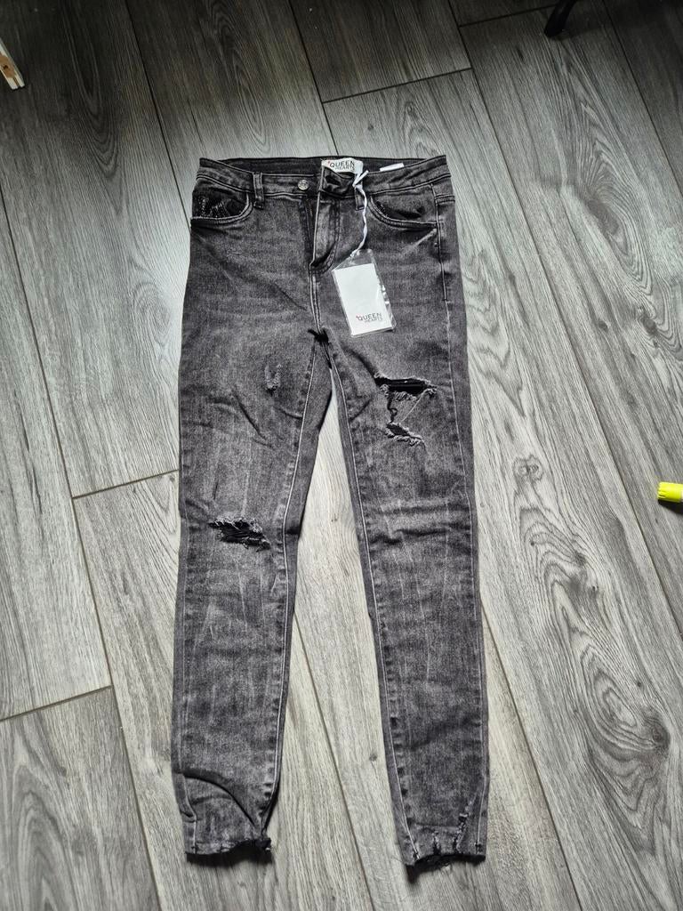 Queen hearts jeans nieuw, Nieuw, Ophalen of Verzenden, W28 - W29 (confectie 36), Grijs