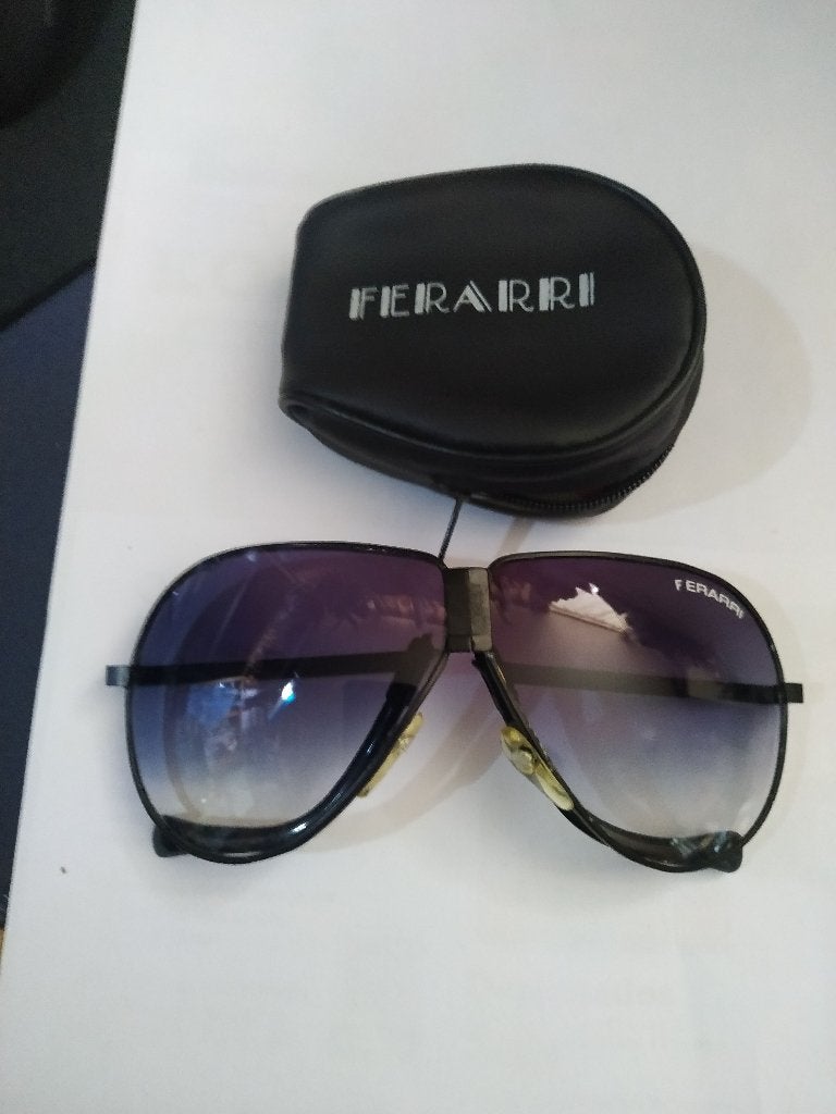 Vintage Ferrari opvouwbare zonnebril, Overige merken, Gebruikt, Zonnebril, Zwart