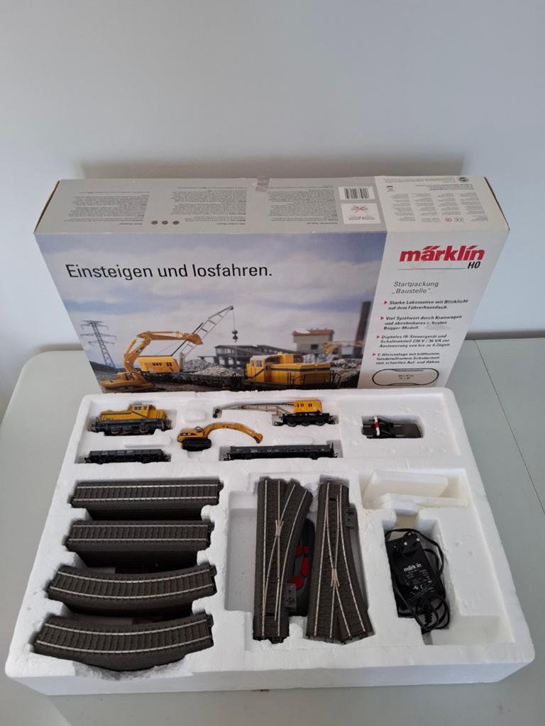 Marklin H0 29181 Startset "Bouwplaats" met veel rails, Wisselstroom, Treinset, Ophalen of Verzenden, Zo goed als nieuw