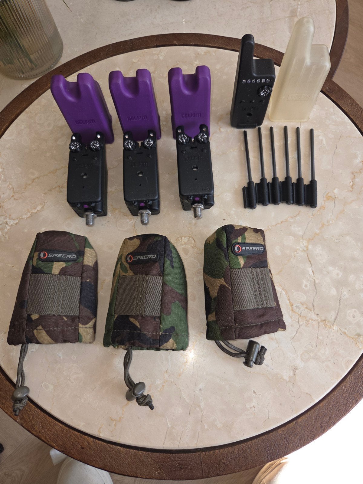 Delkim TXI-D beetmelders set met Speero hoezen, Watersport en Boten, Ophalen of Verzenden, Zo goed als nieuw, Complete set