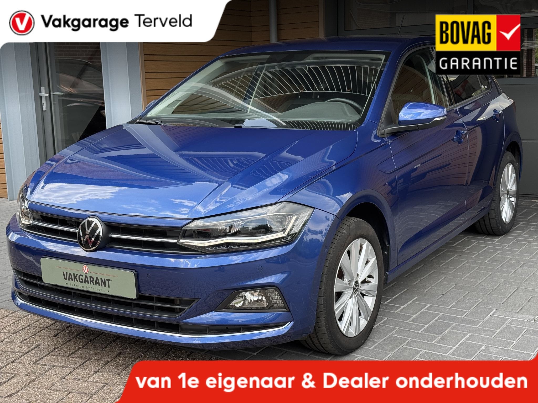 Volkswagen Polo 1.0 TSI Highline,Navi,Appcar,Cruise,Camera, Auto's, Voorwielaandrijving, Dealer onderhouden, Gebruikt, Blauw