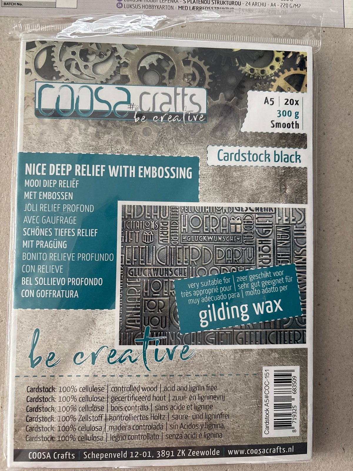 Coosa Crafts Cardstock Zwart A5 20x 300g Embossing, Ophalen of Verzenden, Nieuw