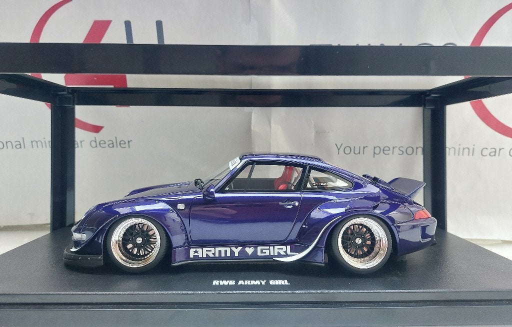 GT Spirit 1:18 Porsche 911 (993) RWB Army Girl 2015 violet, Ophalen of Verzenden, Nieuw, Auto, Overige merken