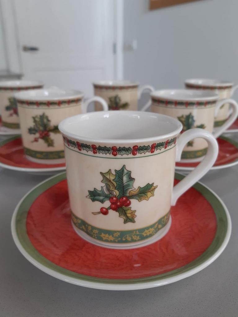 Koffiekoppen met schotels Villeroy en Boch Festive Memories, Diversen, Kerst, Ophalen of Verzenden