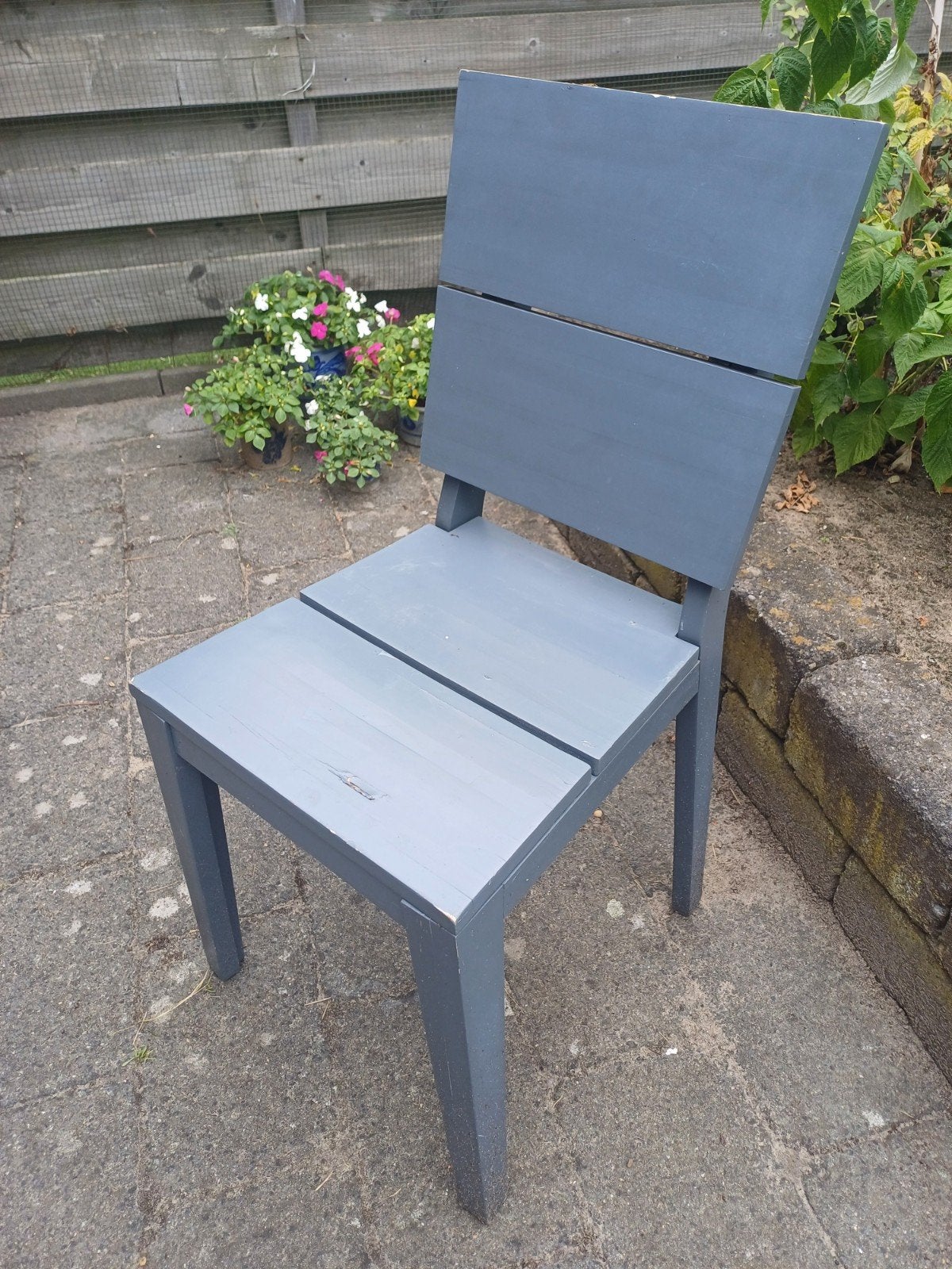 Grijze houten tuinstoel, Tuin en Terras, Ophalen, Gebruikt, Hout