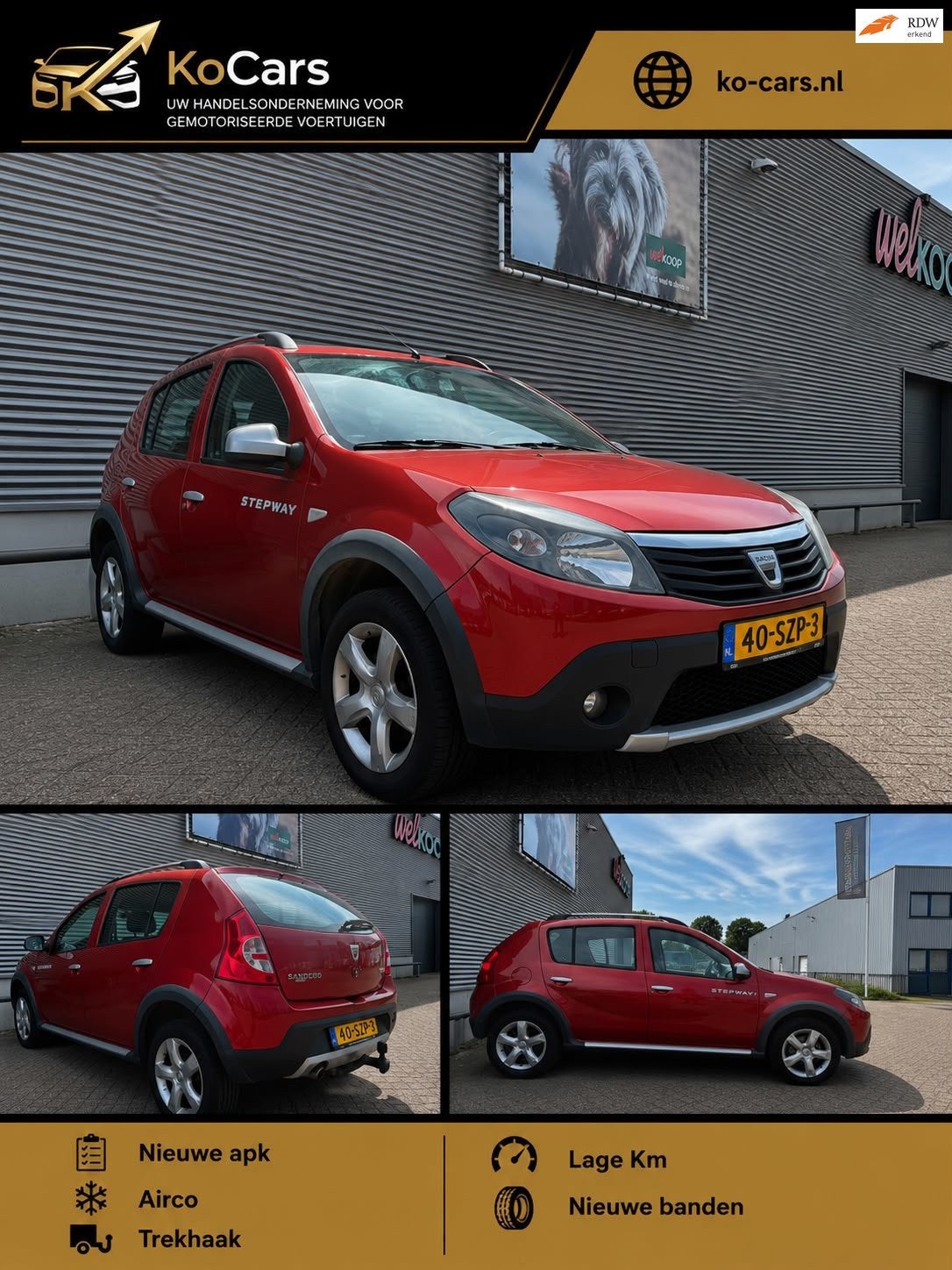 Dacia Sandero / Stepway / Airco / Nieuwe apk / Trekhaak, Auto's, Dacia, Voorwielaandrijving, 4 cilinders, 49 €/maand, Bedrijf