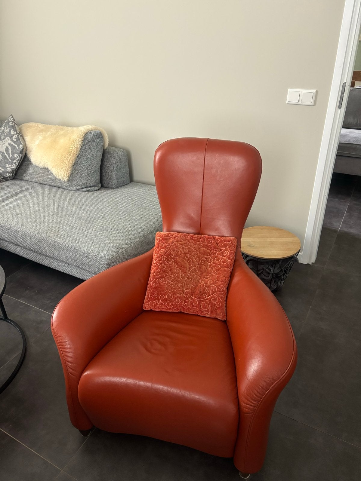 2x Cognac Fauteuil Sitting Vision - Leer - Gratis kussentjes, Huis en Inrichting, Fauteuils, Ophalen, Zo goed als nieuw, 50 tot 75 cm