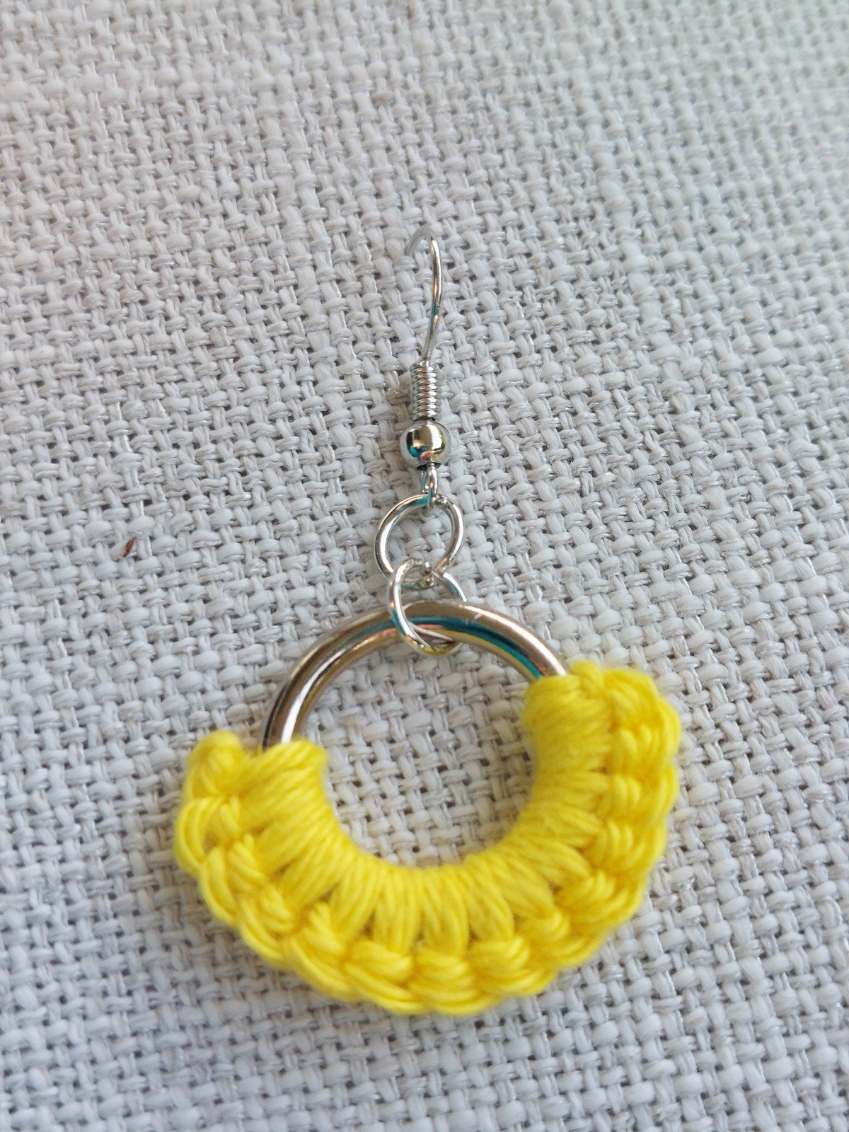 Handgemaakte Gele Gehaakte Oorbellen, Sieraden, Tassen en Uiterlijk, Oorbellen, Overige materialen, Hangers, Geel, Nieuw