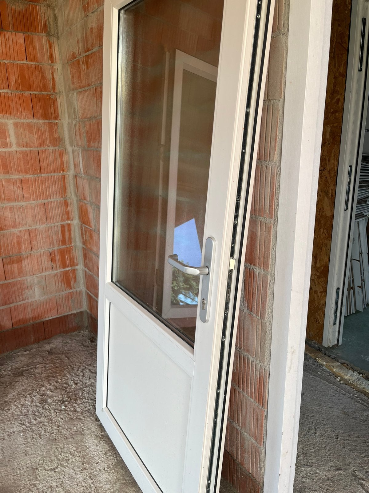 Buitendeur wit, dubbel glas, 202cm hoog, 99,5cm breed, Ophalen, Kunststof, Gebruikt, 80 tot 100 cm