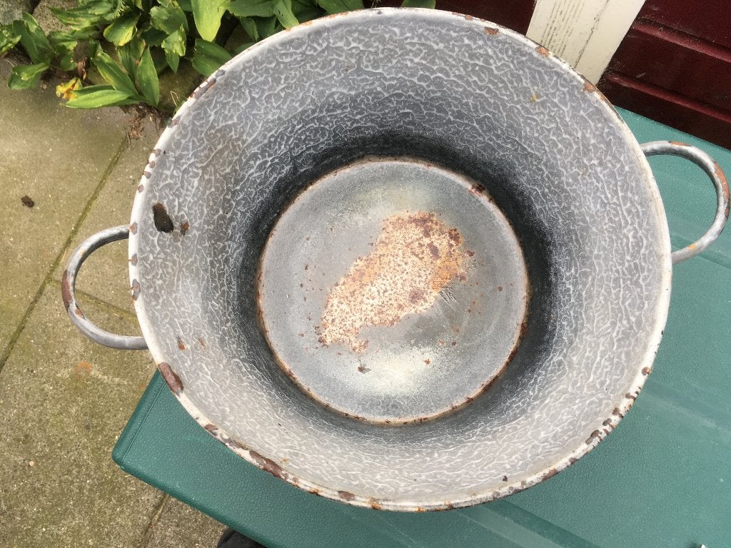 emaille pan grijs gewolkt, Ophalen of Verzenden