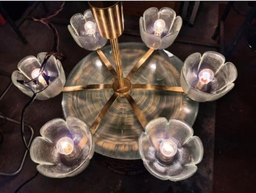 vintage Kalmar Murano kroonluchter, Ophalen, Zo goed als nieuw, Glas, Mid-century