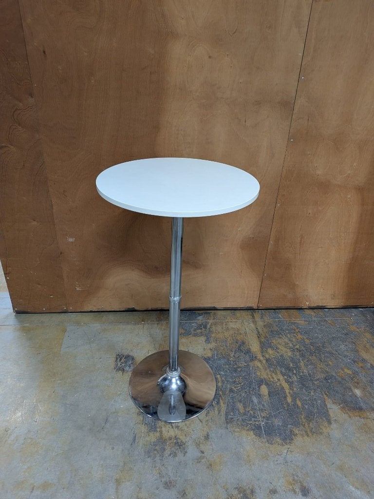 Set van 2 statafels Ø60 cm – wit/chroom – nette staat, Huis en Inrichting, Ophalen, Gebruikt