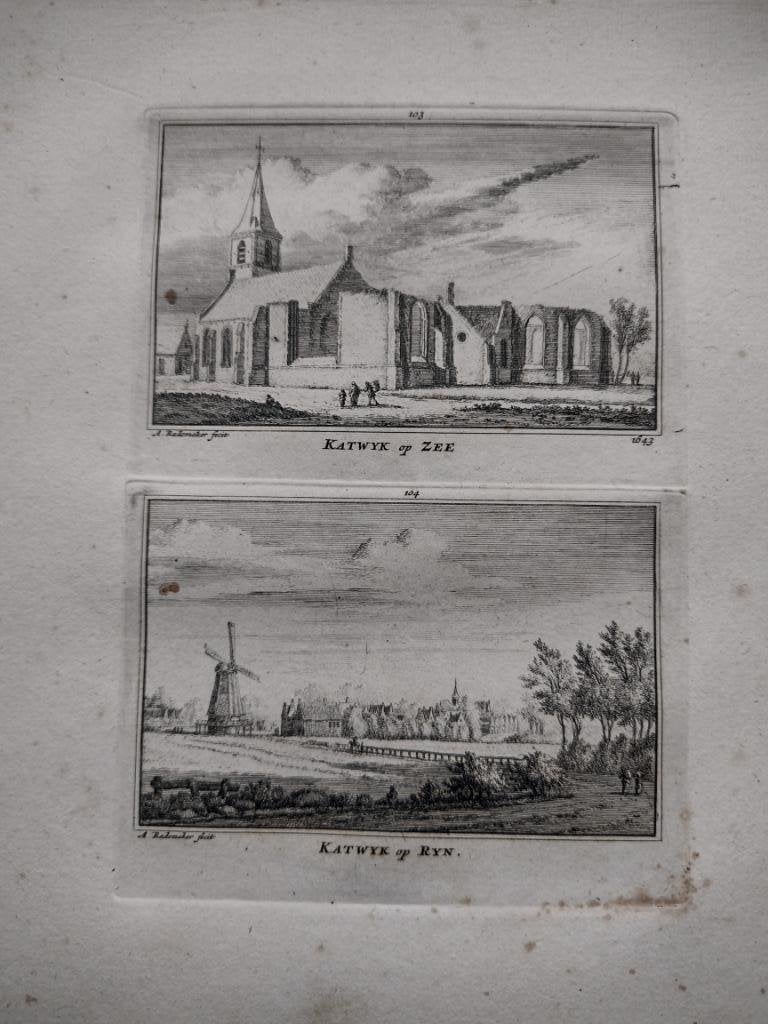 103-104 Katwijk op Zee Katwijk op Rijn Kopergravure dl 3, Ophalen of Verzenden