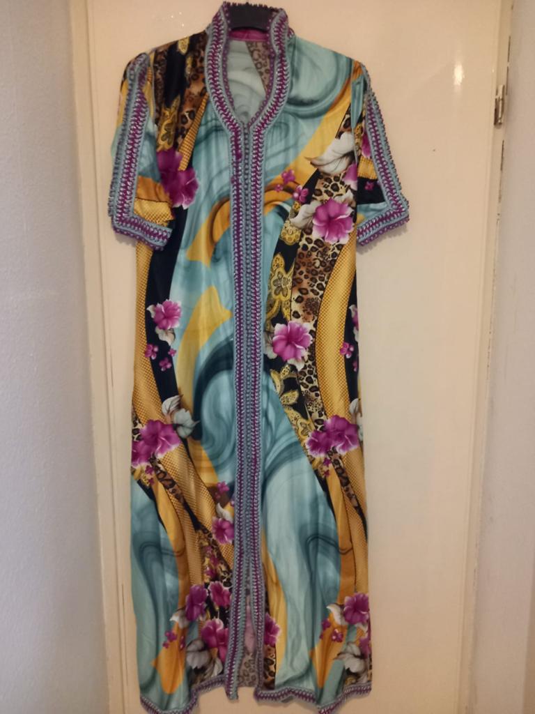 Leuke vrolijke marokkaanse kaftan maat 36 /38, Ophalen of Verzenden, Zo goed als nieuw, Maat 36 (S), Onder de knie