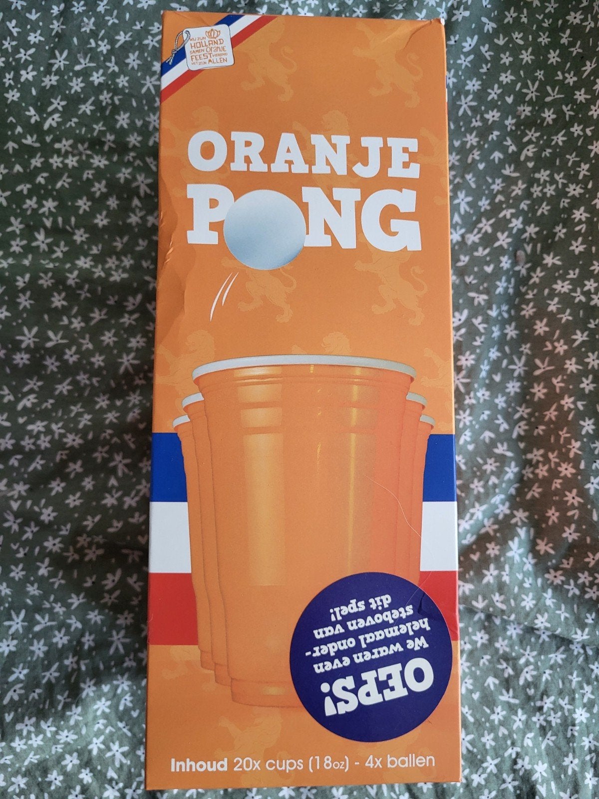 Oranje Pong Beer Pong Set - 20 cups & 4 ballen, Ophalen of Verzenden, Zo goed als nieuw