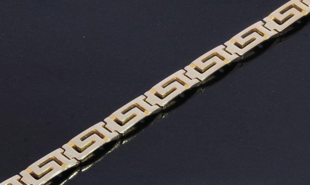 Griekse schakel armband 14k goud meander motief dames fraai, Sieraden, Tassen en Uiterlijk, Voordeelsieraden, Verzenden, Zo goed als nieuw