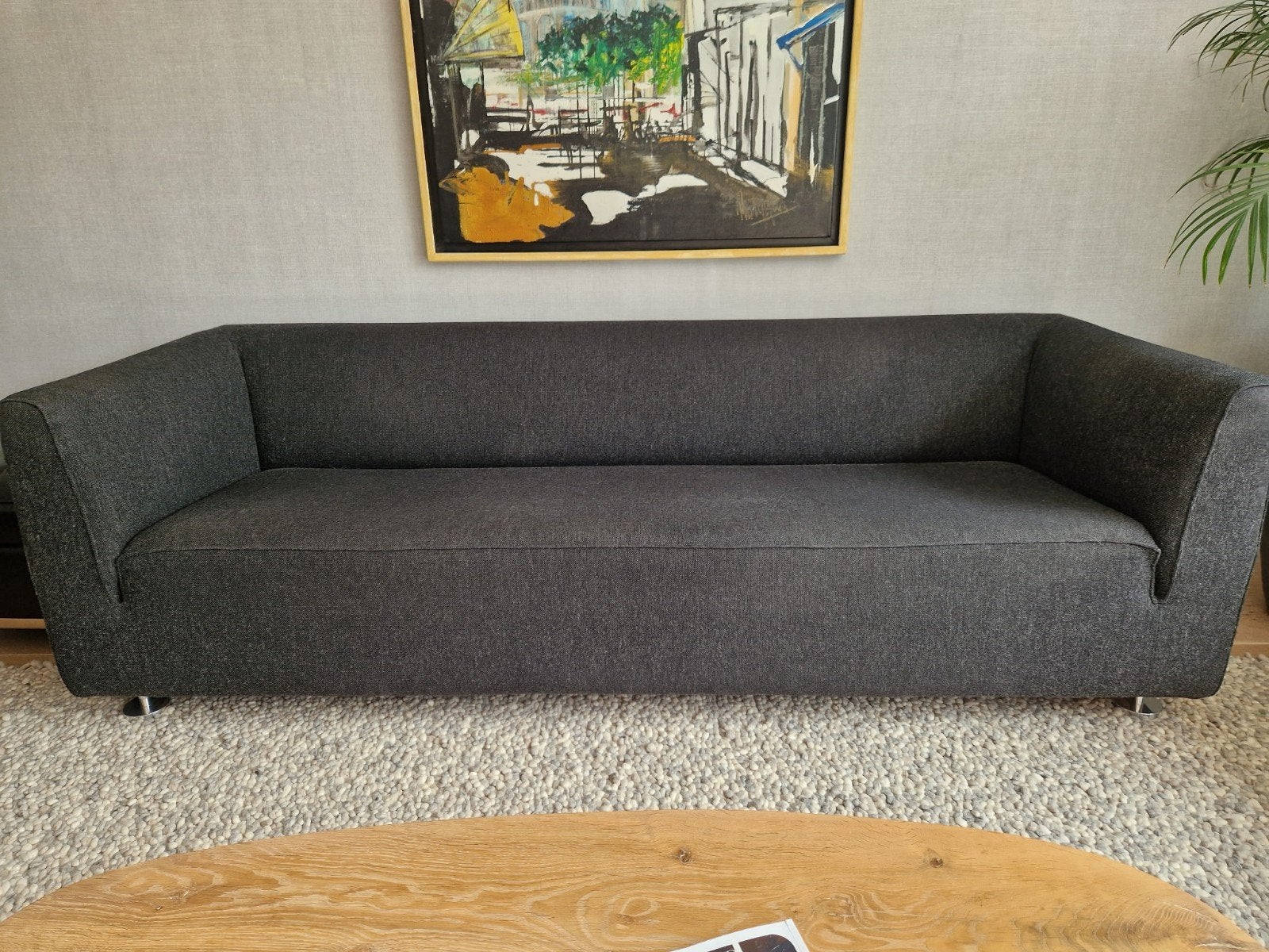 Gelderland 4800 XL 3-zitsbank 220 breed.-Hallingdale stof, Huis en Inrichting, Ophalen, Modern design, Gebruikt, Driepersoons