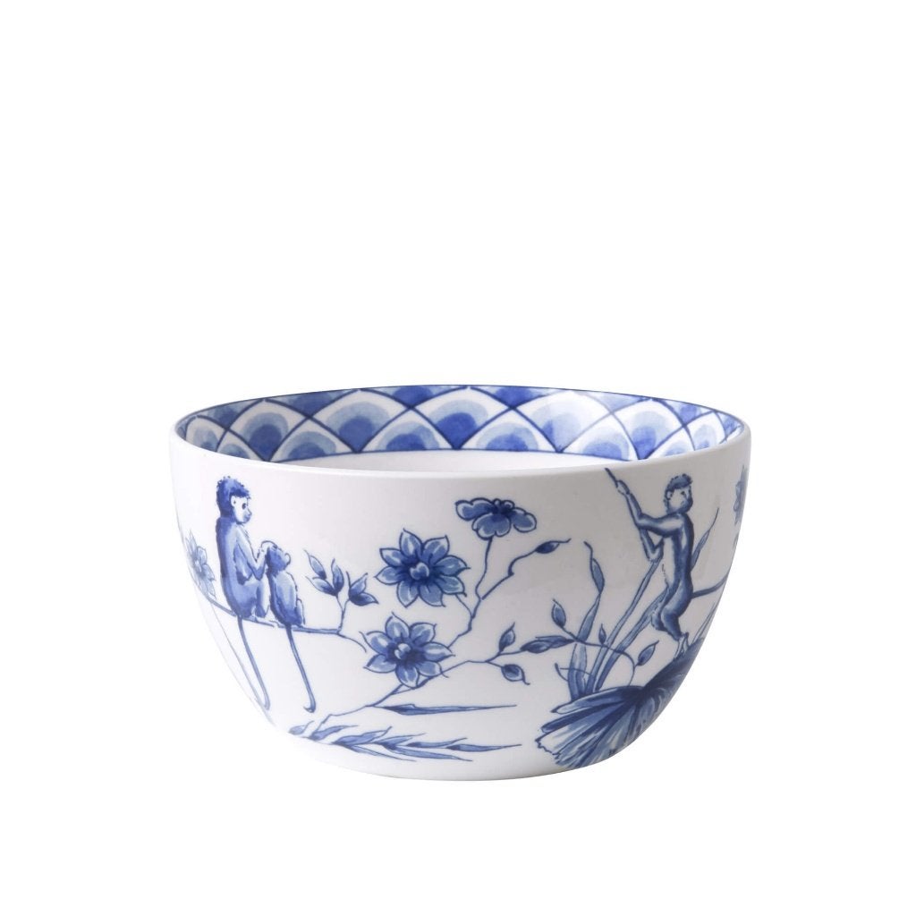 Heinen Delfts Blauw Janny yoghurtkom Aapjes 350 ml, Overige merken, Ophalen of Verzenden, Kom(men), Delftsblauw