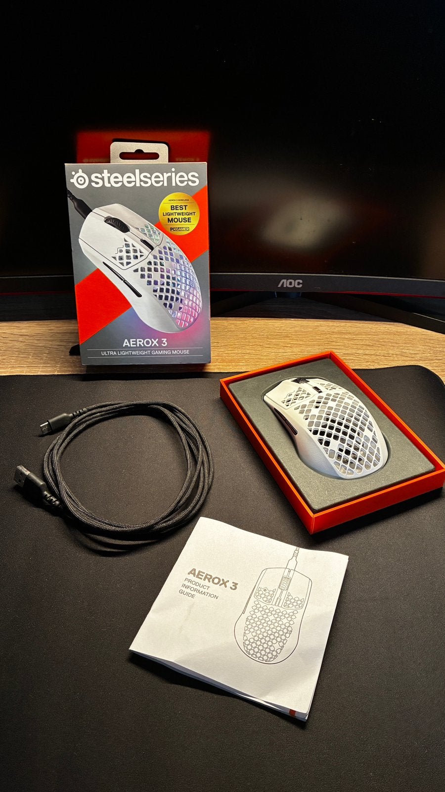 Steelseries Aerox 3 muis, Computers en Software, Muizen, Rechtshandig, Muis, Gebruikt, Gaming muis