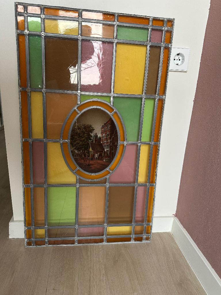 Glas in lood raam, Ophalen, Gevelraam of Ruit, Minder dan 80 cm, Glas in lood